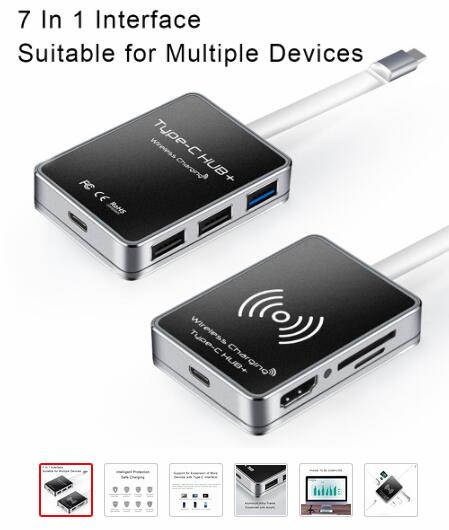 USB-C HUB Wireless Charger, Wireless Charging Type-C HUB,USB-C HUB manufacturer, Wireless Charger USB-C HUB