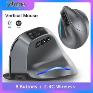 Vertical Mouse Rechargeable Wireless Mouse PC Gaming Mouse Ergonomic 3200DPI Upright Mice 8 Buttons Laptop PC Gamer Mouse