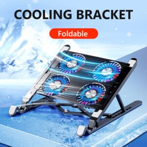 Notebook Folding Radiator Laptop Stand Cooler Gaming PC Laptop Cooler Aluminum AlloySilent Fan Foldable Laptop Cooling Pad Support Portable Height Adjustable Notebook Stand