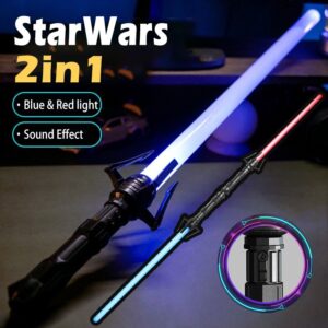Toy Laser Sword Red and Blue Double Sword Retractable Two In One Lightsaber Jedi Cosplay Weapon Boy Toy Children Gift