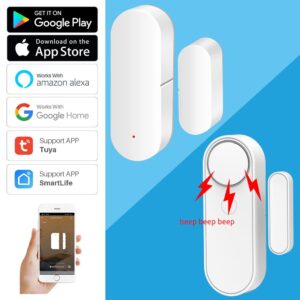 Tuya WiFi Door Sensor With Sound Alarm Window Open/Closed Detector Independent Magnetic Sensor Work With Alexa Google Home