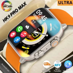 2023 HK9 Ultra Smartwatch Mens Women AMOLED HD Screen Heart Rate Blood Pressure NFC Bluetooth Call Smart Watch For Apple Huawei