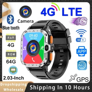 4G LTE Smartwatch GPS Dual HD Camera Full Touch Screen Heart Rate 64G Smart Watch for Men Women Support SIM and Wi-Fi Calls