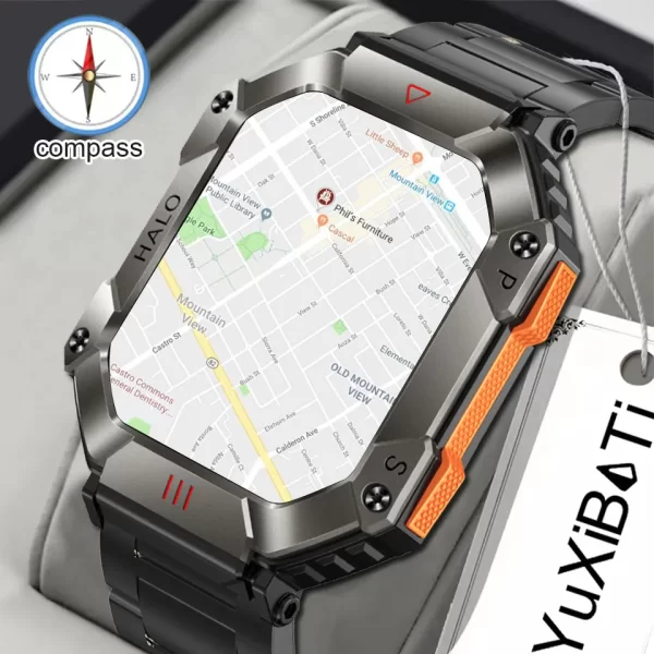 For Huawei Military Outdoor Men's Smart Watch Compass GPS Track Weather AI Voice 100 Sports Modes 620mAh SmartWatch New 2023