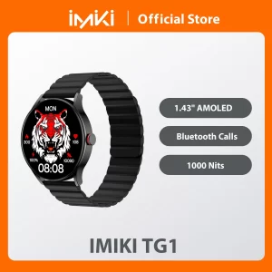 IMIKI TG1 Smartwatch 1.43" AMOLED Display Sunlight 1000 Nits Bluetooth Calls 15 Days Battery Life For Man