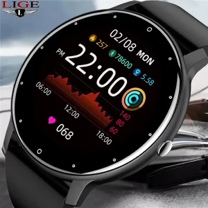 LIGE 2023 New Smart Watch Men Full Touch Screen Sport Fitness Watch IP67 Waterproof Bluetooth For Android ios smartwatch Men box