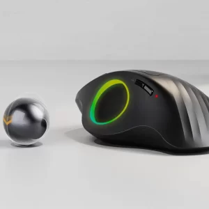 Ergonomic Vertical Wireless Trackball Mouse for Compute Laptop PC Office Rechargeable RGB Rollerball Mice with 3 Adjustable DPI