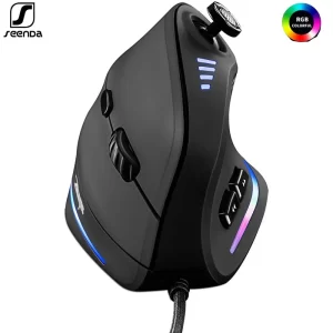 SeenDa Vertical Gaming Mouse Wired RGB Ergonomic Mouse USB Joystick Programmable Gaming Mice for PC Computer Gamers