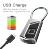 Rechargeable Smart Lock Keyless Fingerprint Lock IP66 Waterproof Anti-Theft Security Padlock Door Luggage Case Lock - Image 4