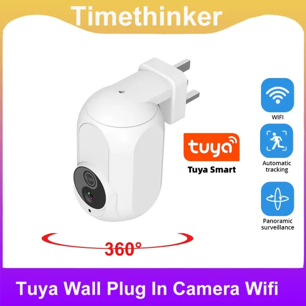 Tuya Wall Plug In Camera Wifi 360° 1080P Surveillance Home Security Protection Night Vision LED Lamp Light IP Cameras