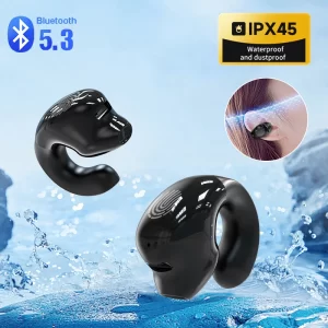 Ear Clip on Headphone TWS Wireless Bluetooth 5.3 Earphone Single HiFi Stereo Earbuds Touch Control Sports Headset with Mic